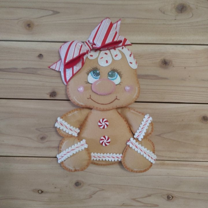 Wreath Attachment - Gingerbread Peppermint Girl