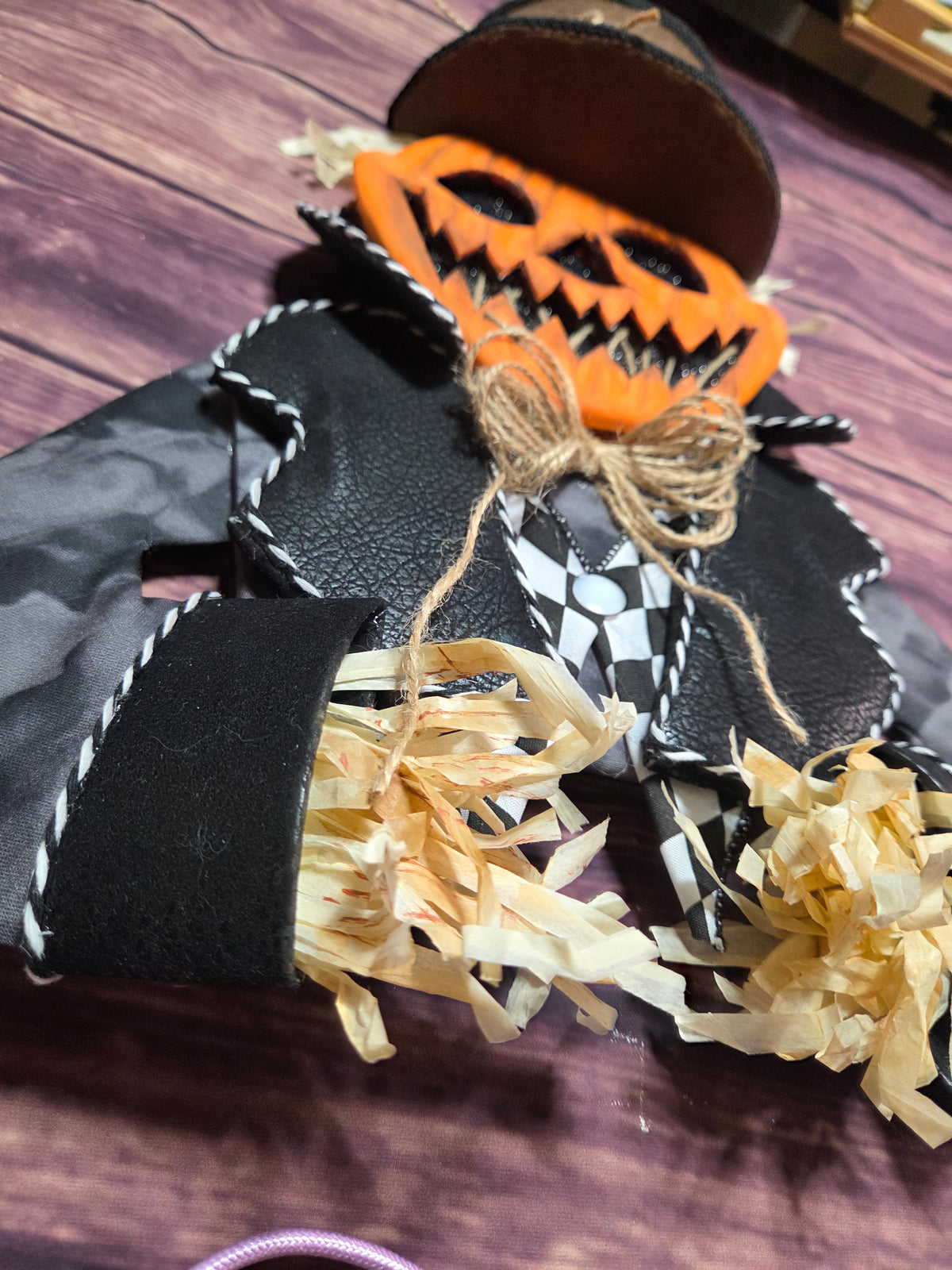 Pumpkin Patch Gentleman – Handmade Halloween Scarecrow Wreath Attachment