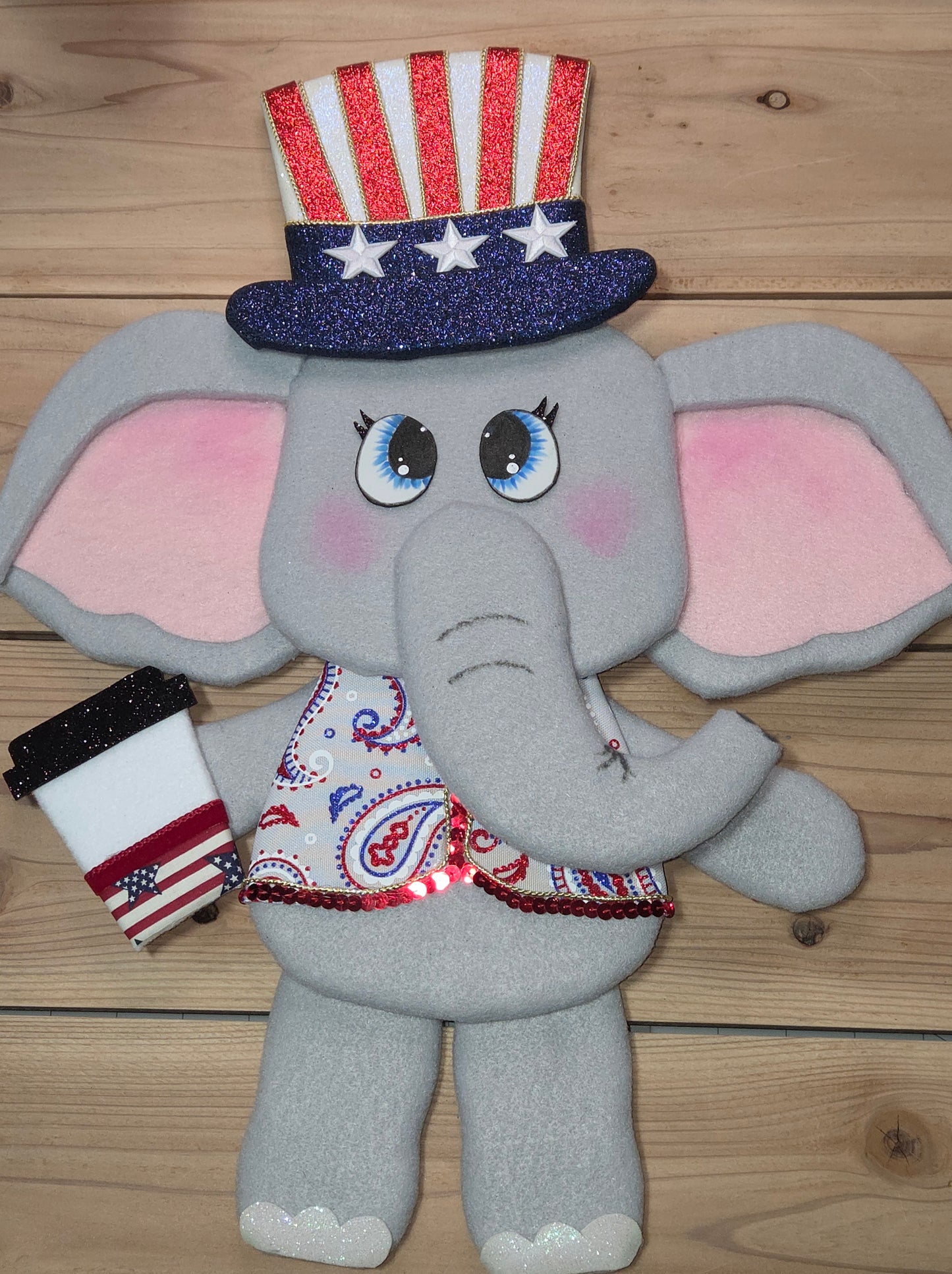 Wreath Attachment - Patriotic Elephant