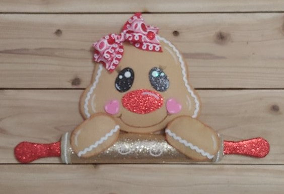 Wreath Attachment - Gingerbread Girl with Rolling Pin