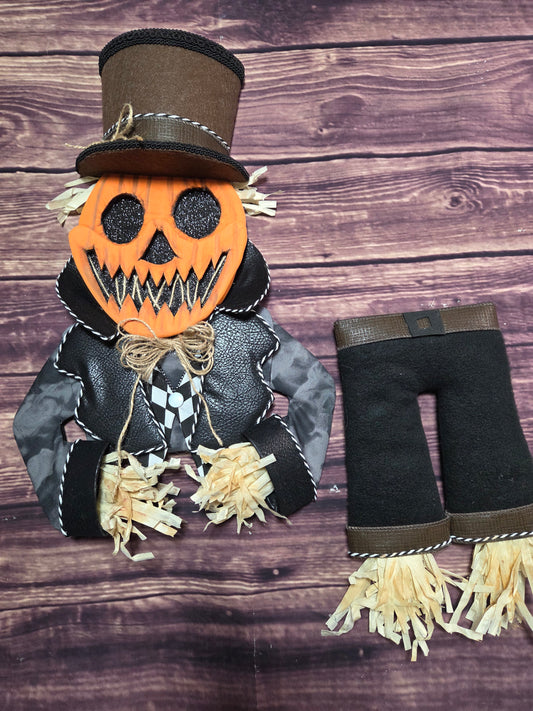 Pumpkin Patch Gentleman – Handmade Halloween Scarecrow Wreath Attachment
