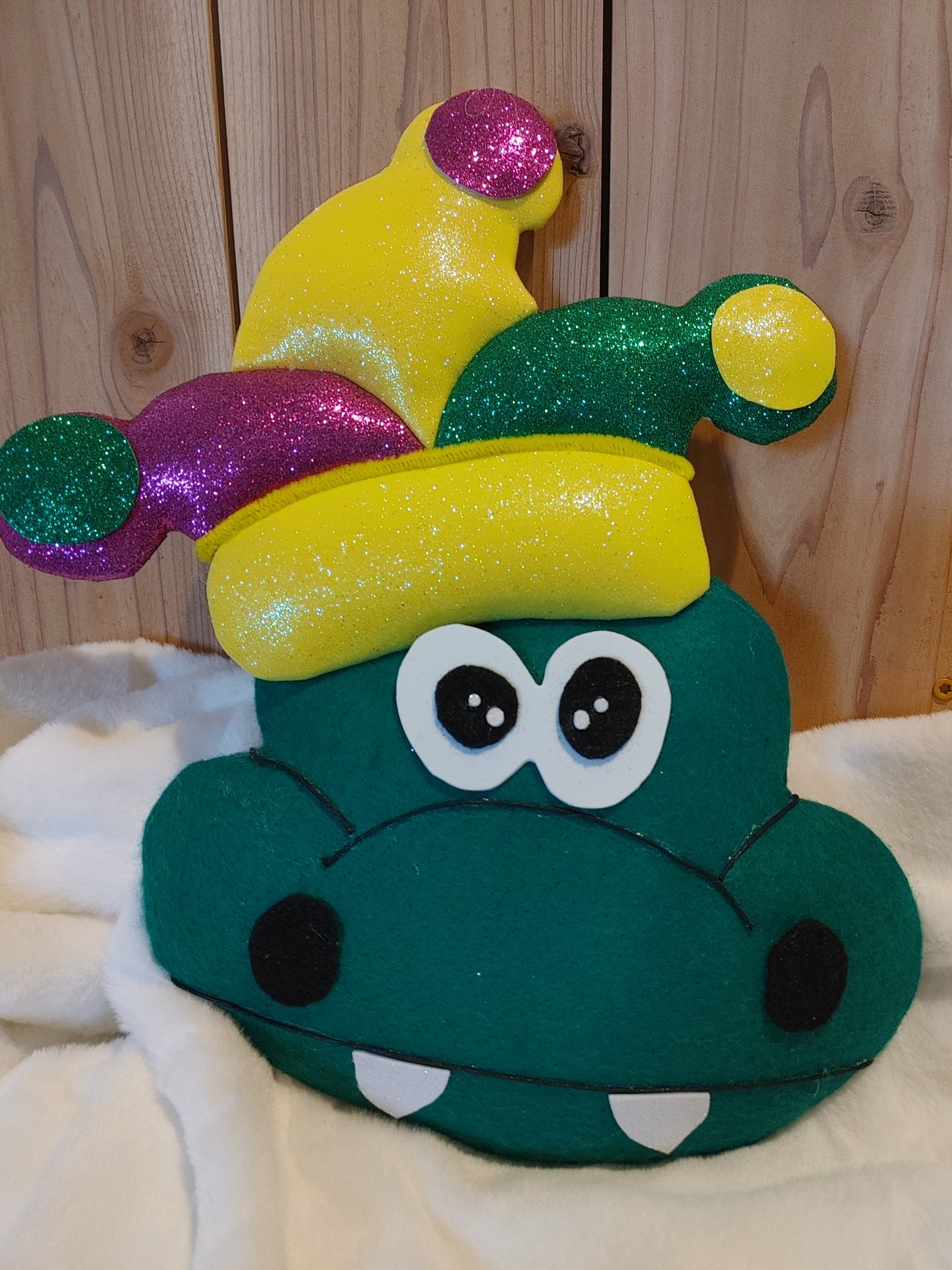 Wreath Attachment - Mardi Gras Gator Jester