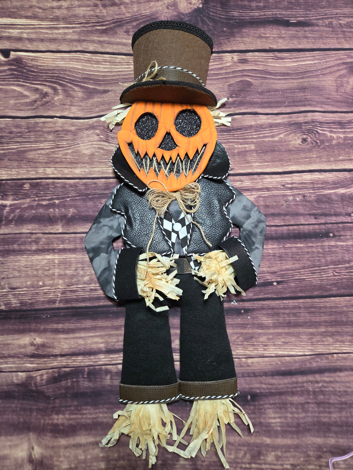 Pumpkin Patch Gentleman – Handmade Halloween Scarecrow Wreath Attachment