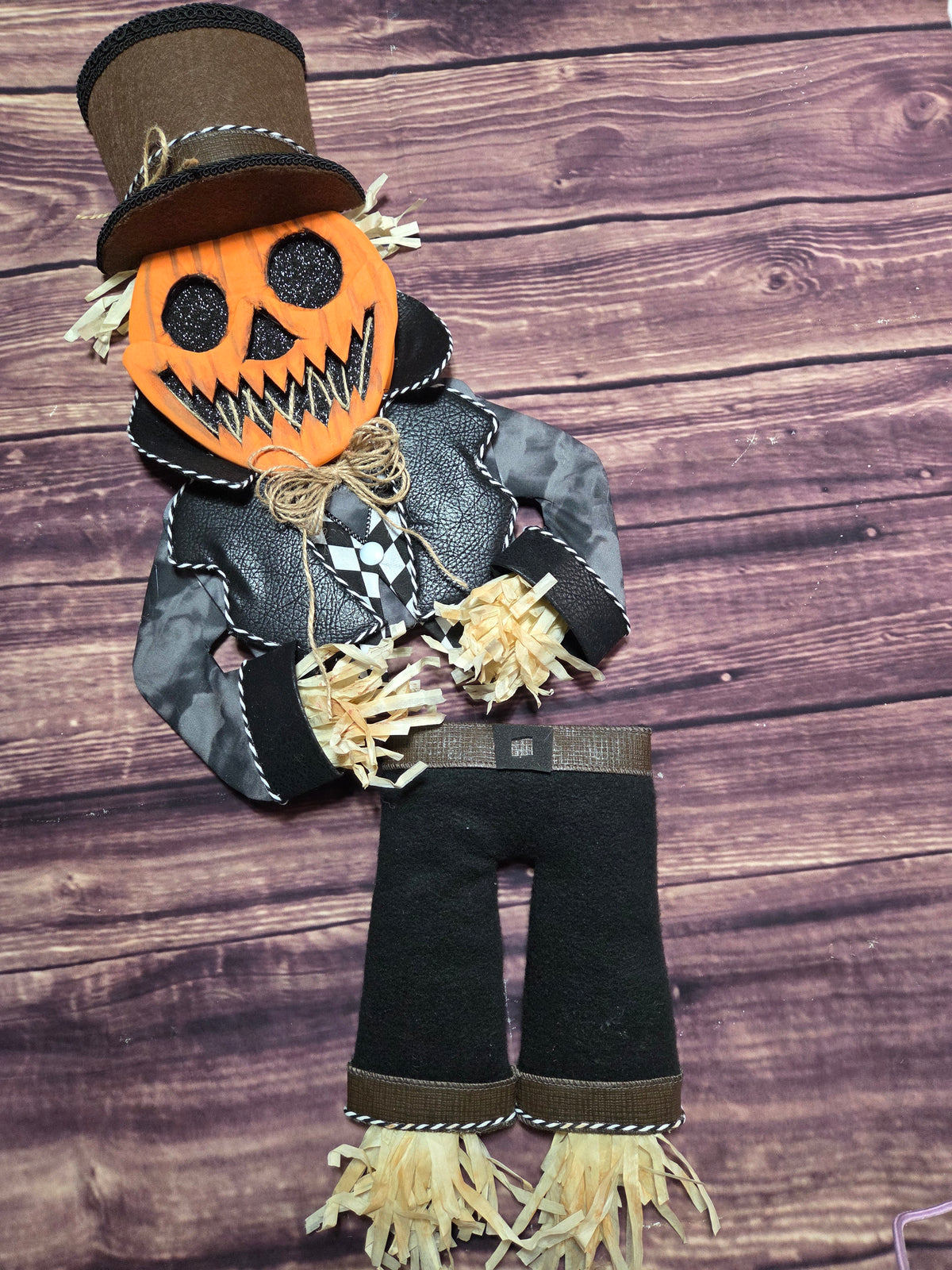 Pumpkin Patch Gentleman – Handmade Halloween Scarecrow Wreath Attachment