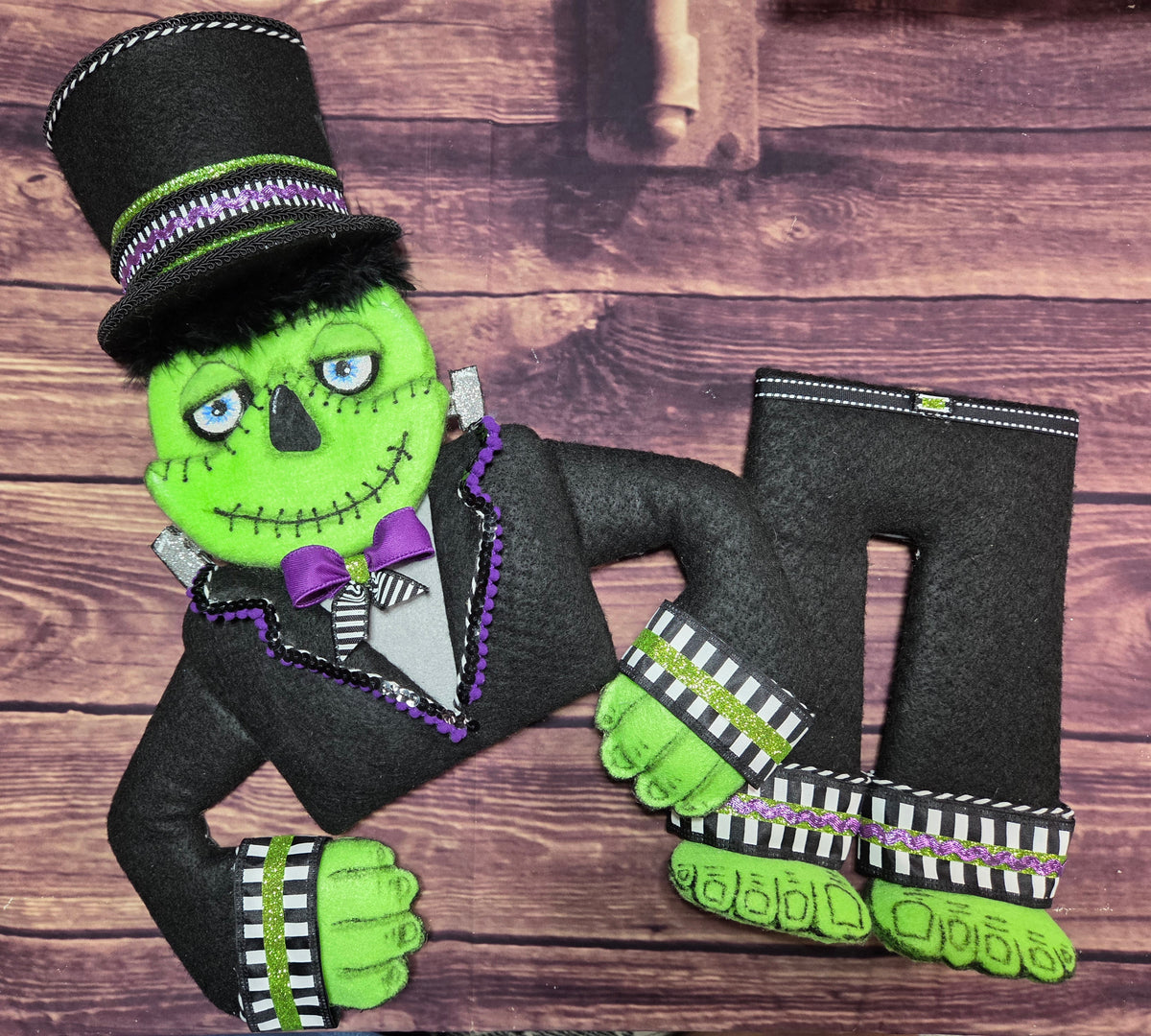 Frankenstein Top Hat Halloween Wreath Attachment – Handmade Monster Door Decor