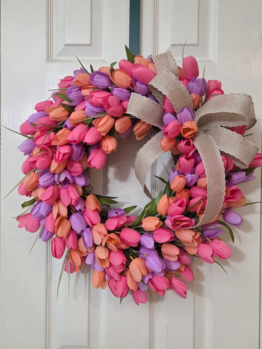 Wreath - Pink tulips