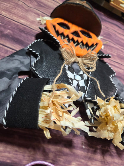 Pumpkin Patch Gentleman – Handmade Halloween Scarecrow Wreath Attachment