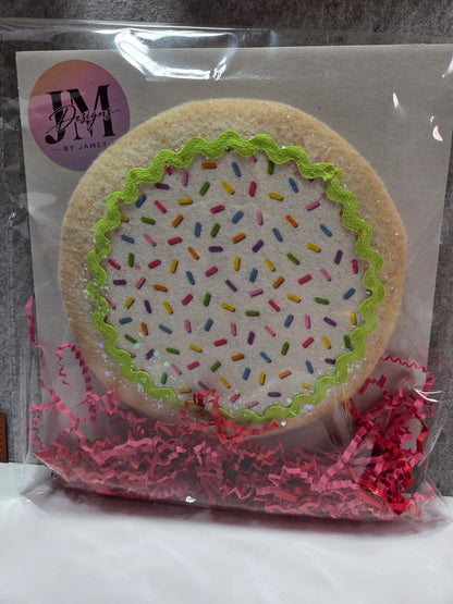 Sugar Cookie Wreath Attachment | Handmade Cookie Door Hanger Accent | Sweet Bakery-Themed Wreath Decor