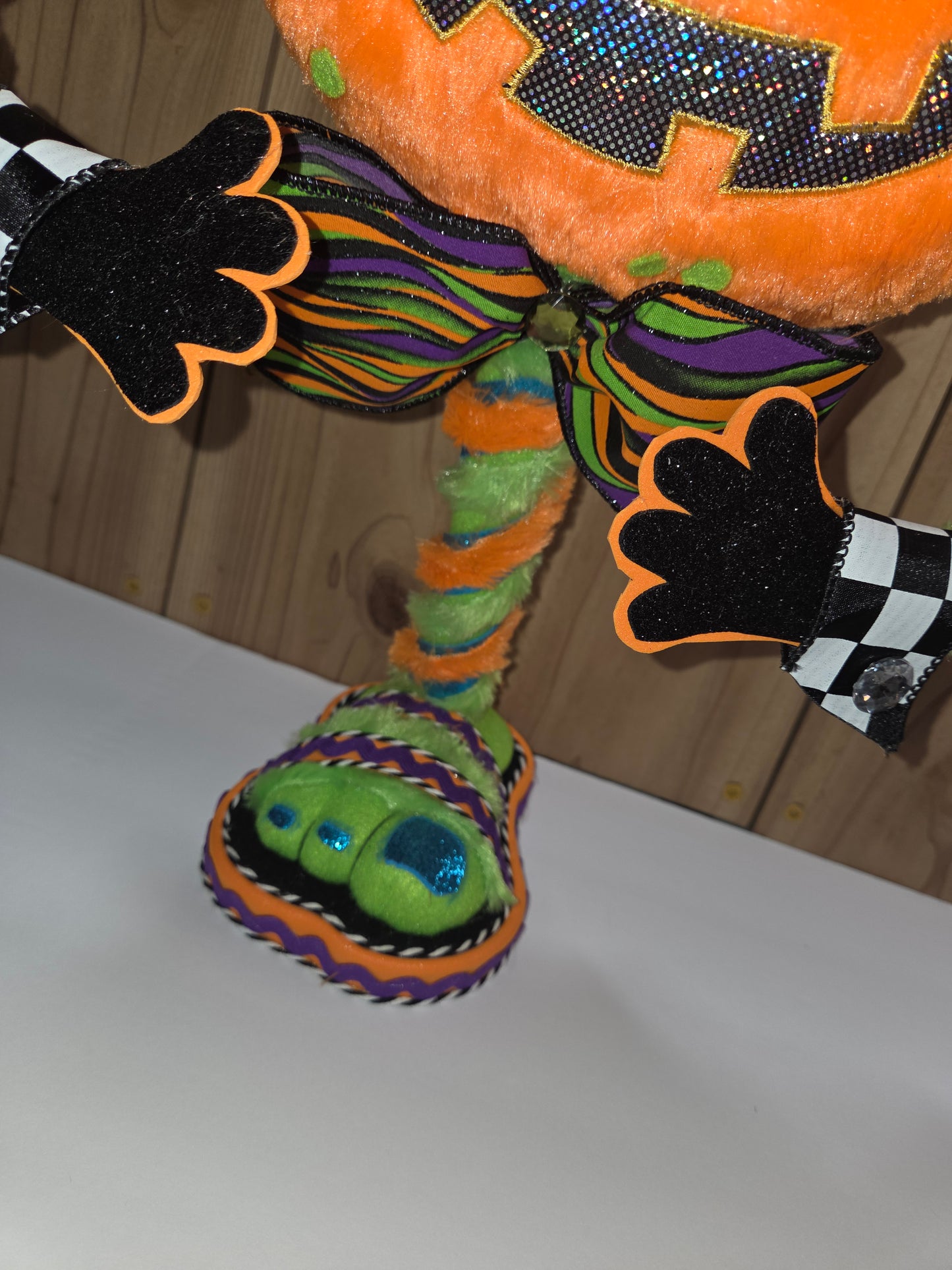 Ziggy the Pumpkin Monster Halloween Wreath Attachment | Whimsical Plush Door Hanger Decor