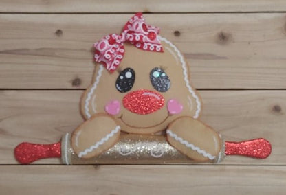 Wreath Attachment - Gingerbread Girl with Rolling Pin