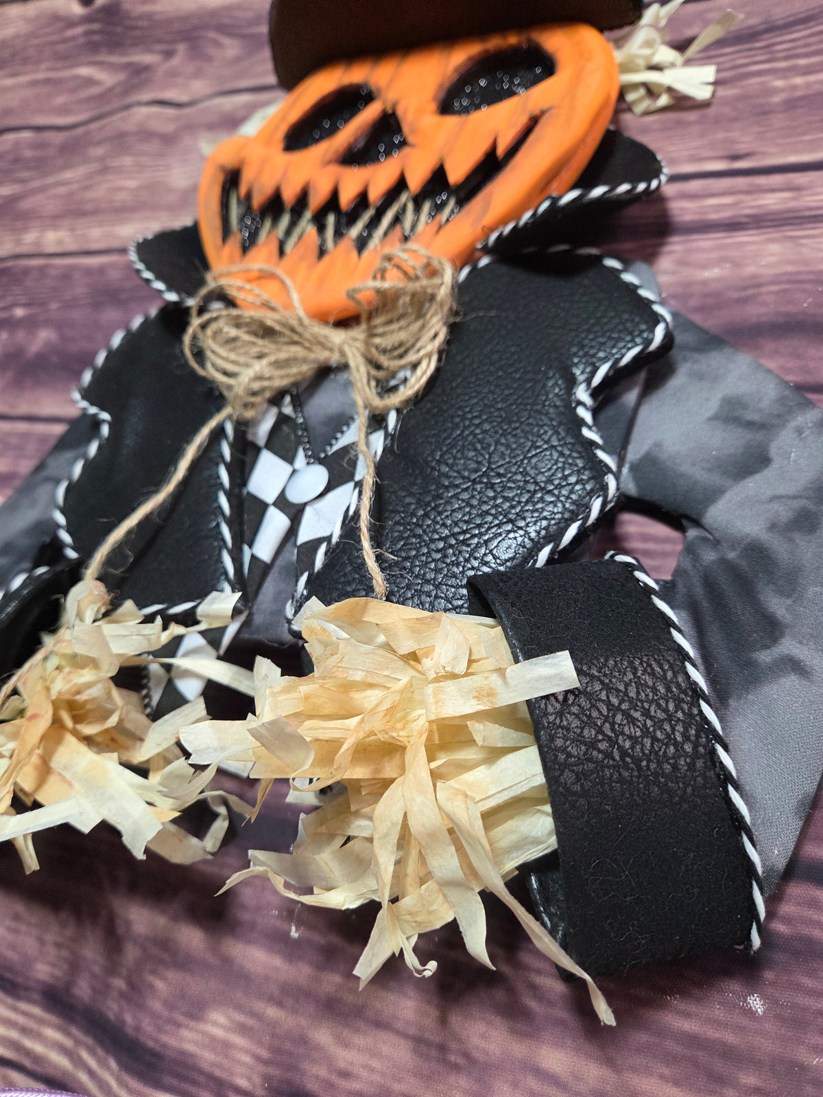 Pumpkin Patch Gentleman – Handmade Halloween Scarecrow Wreath Attachment