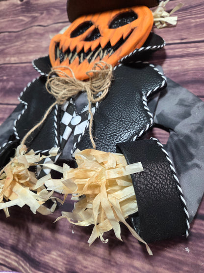 Pumpkin Patch Gentleman – Handmade Halloween Scarecrow Wreath Attachment