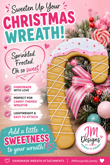Frosted Sprinkle Candy Cane Wreath Attachment