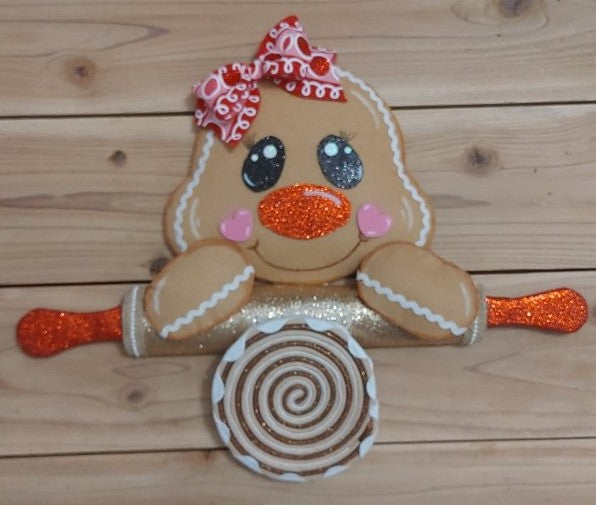 Wreath Attachment - Gingerbread Girl with Rolling Pin