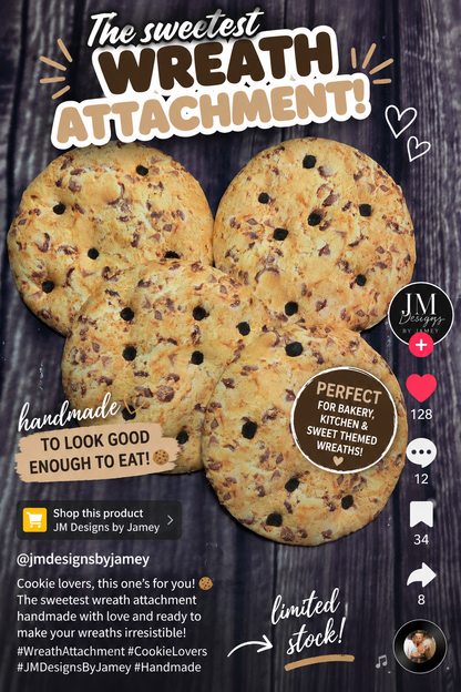Chocolate Chip Cookie Wreath Attachments – 6" Handmade Cookie Decor