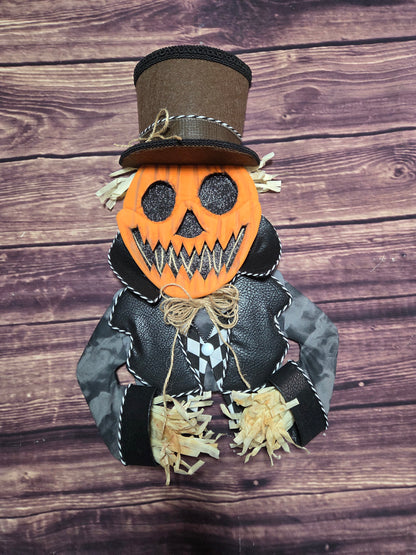Pumpkin Patch Gentleman – Handmade Halloween Scarecrow Wreath Attachment